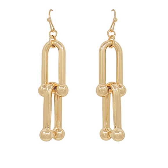 Bold Double U Linked Drop Earrings - Picture 1 of 1